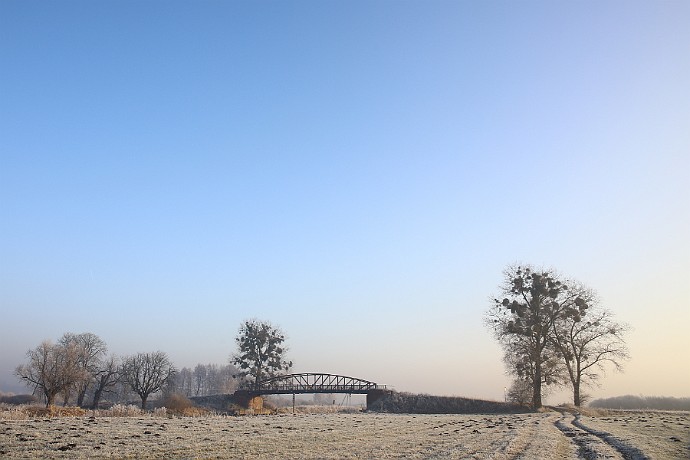 Mostek  nad Kanałem Bydgoskim - 31 grudnia 2013 r. : Kanał Bydgoski, most, mostek, lisi ogon